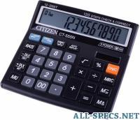 Citizen 158147 калькулятор настольный ct-555n 12 разрядов, двойное питание, 130 128 34 мм, черный 2208383