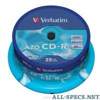 Verbatim CD-R 700 Mb 52x, 25. Cake Box (43352) 5802173