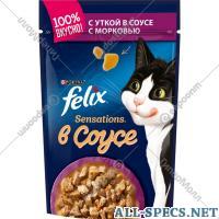 Felix Корм для кошек «Felix Sensations» с уткой и морковью, 85 г